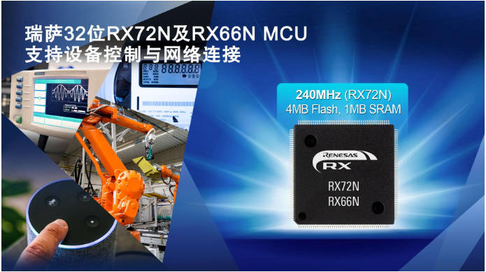 瑞萨电子推出全新32位RX72N和RX66N MCU，可提供高达4MB片上闪存